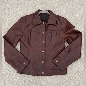 Anonymous‎ John Carlisle Brown Leather Button Front Jacket Women's Med